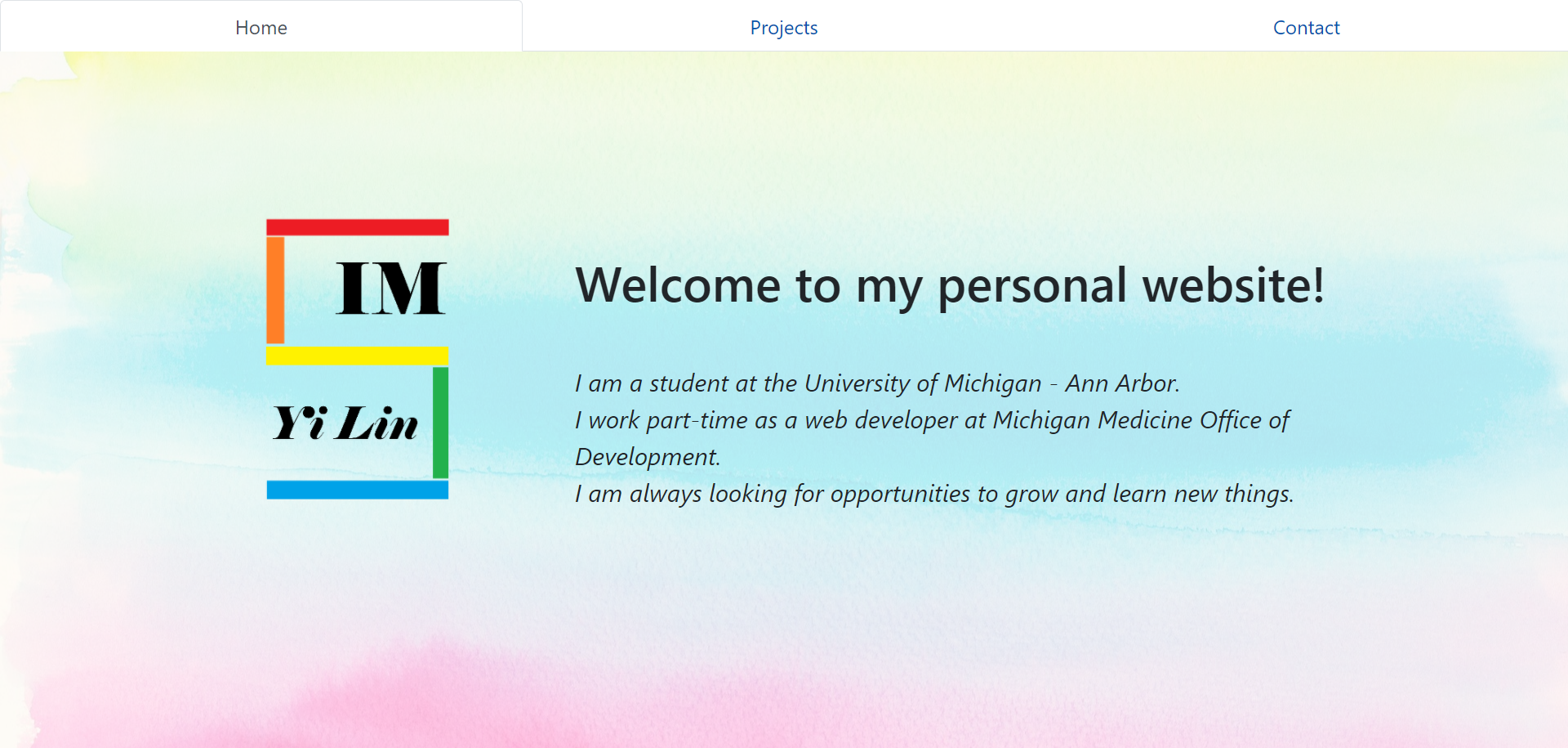 personal website screenshot