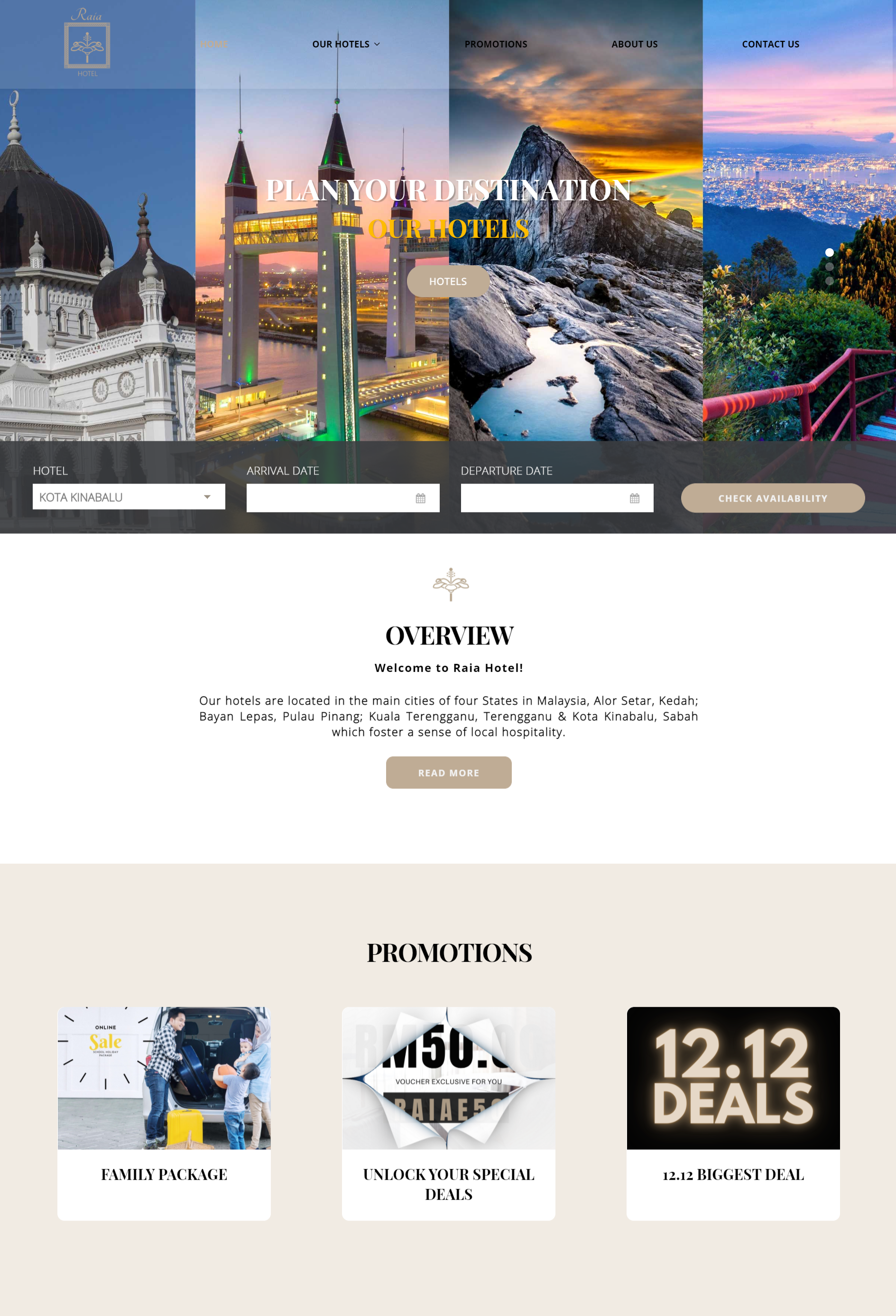 raia hotel website screenshot